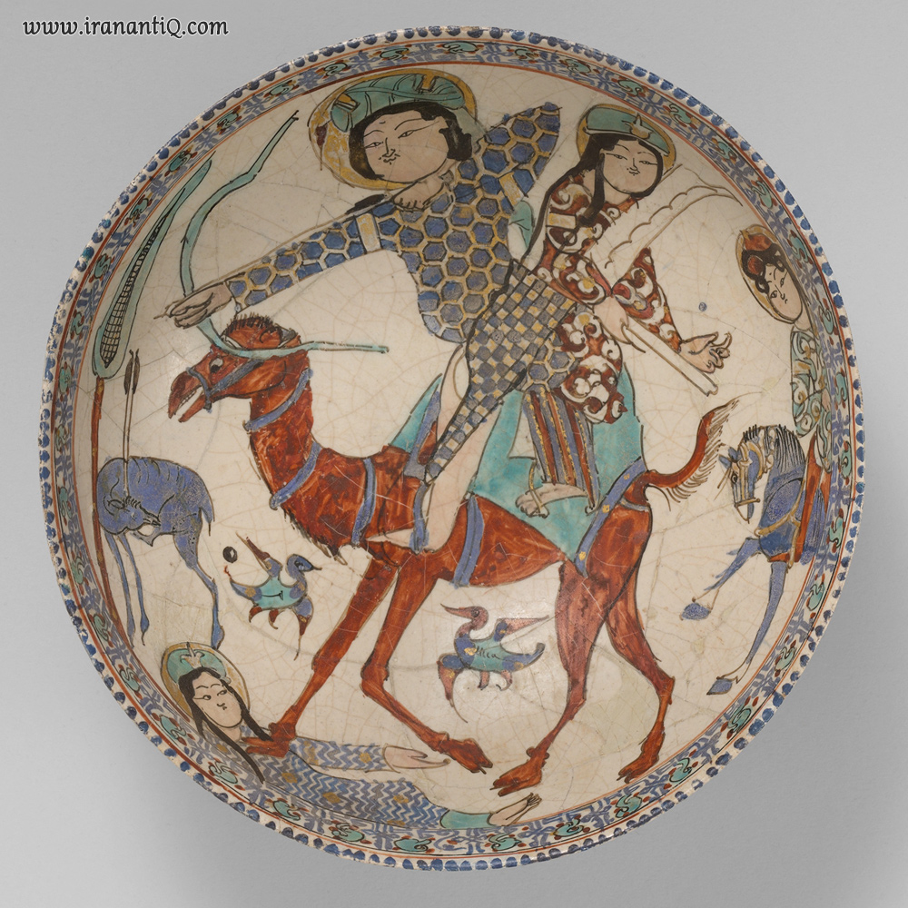 بهرام گور ، اواخر قرن 12 - اوایل قرن سیزدهم ملادی ، ایران ، احتمالا کاشان ، محل نگهداری : موزه متروپولیتن
