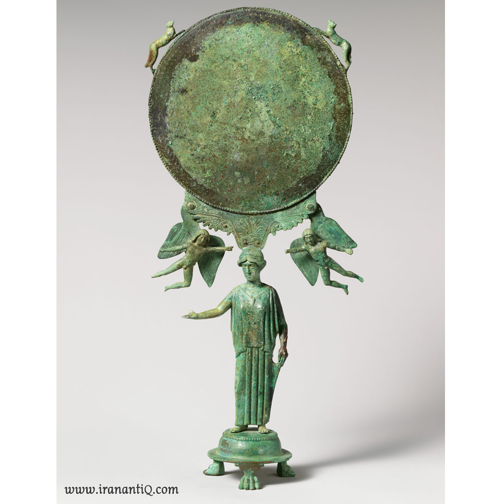 آینه ای از جنس برنز ، میانه قرن 5 قبل از میلاد ، یونان