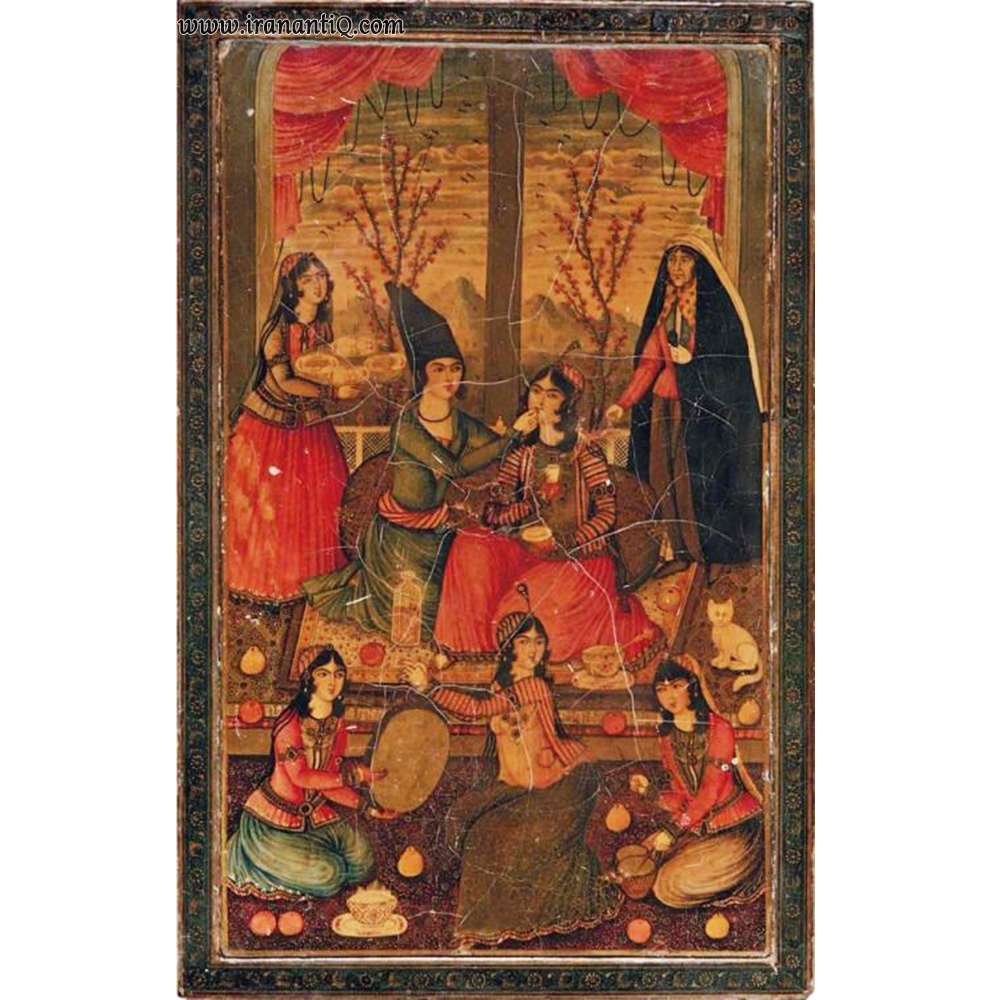 قاب آیینه به شیوه پاپیه ماشه ، مربوط به دوره قاجار