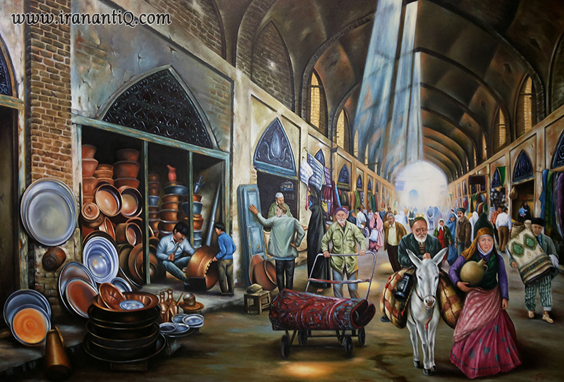 نقاشی بازار (بازار نهاوند)، اثر استاد رحیم نوهسی