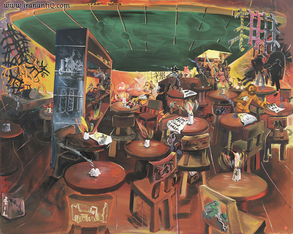 کافه آلمانی ، یورگ ایمندورف ، سبک : نئو اکسپرسیونیسم ، 1980 م. ، موزه هنرهای نوین نیویورک