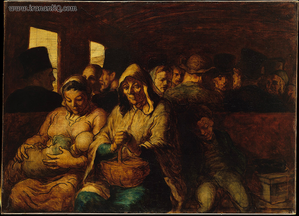 واگن درجه سوم ، انوره دومیه ، رنگ روغن روی بوم ، 65 ×90 سانتیمتر ، 1862 م. ، موزه هنری متروپولیتن نیویورک ، سبک : رئالیسم