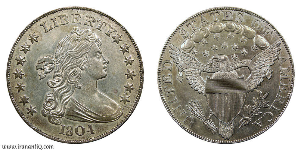 دلار نیم تنه نوع یک سال 1804 (Draped Bust Dollars : First Reverse - Original - Class I)