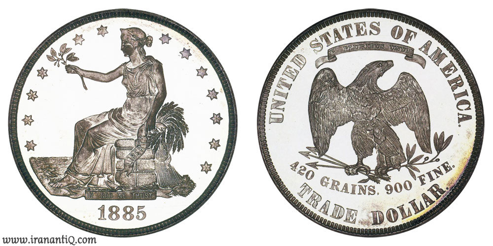 دلار تجاری پروف سال 1885 (Trade Dollars : Proof Only)