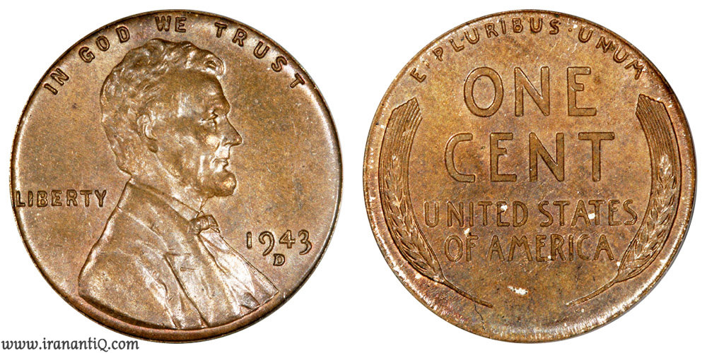 سنت لینکلن سال 1943 (Lincoln Wheat Cent : Bronze/Copper)