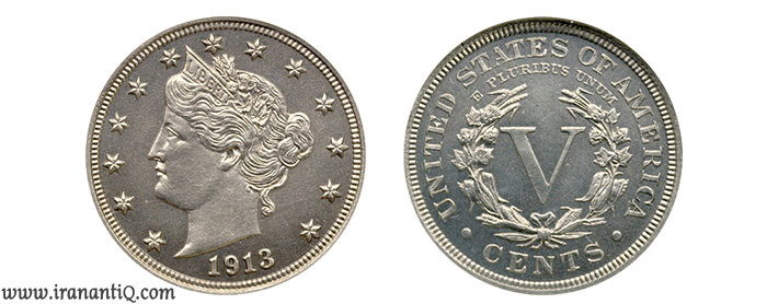 سنت نماد آزادی از جنس نیکل سال 1913 (Liberty Head Nickel)