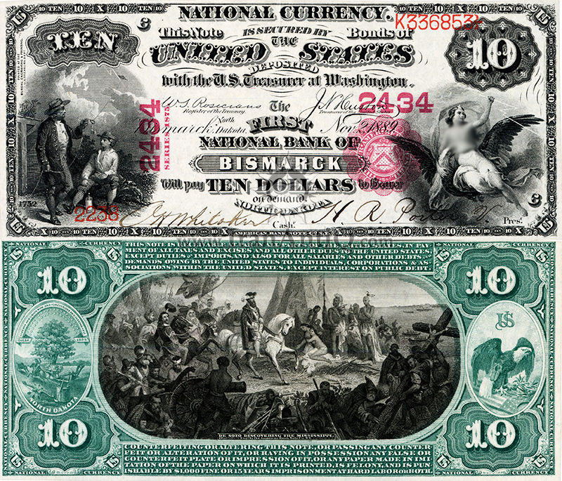 10 دلار سری ملی - مُهر قرمز