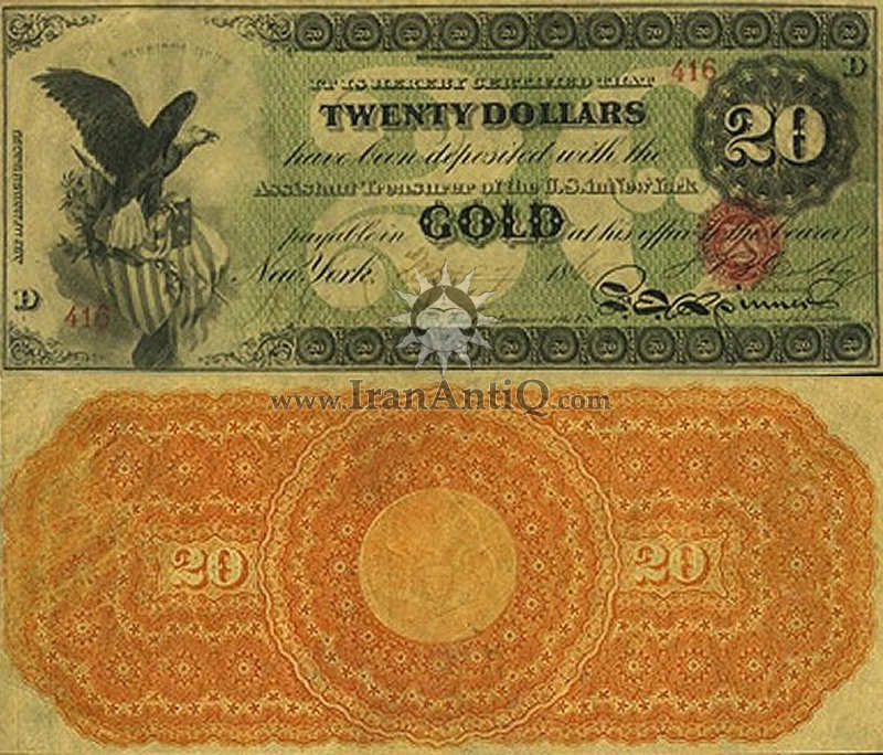 20 دلار 20 دلار سری گواهی طلا - عقاب نشان