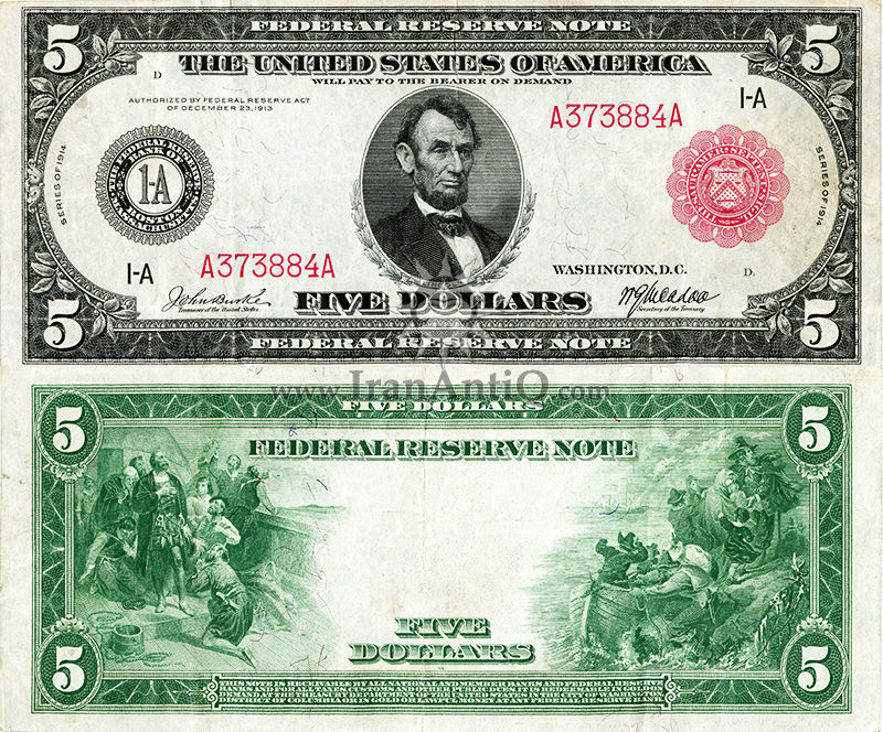 5 دلار سری فدرال رزرو - آبراهام لینکلن