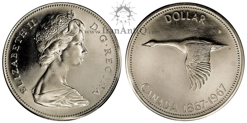 1 دلار یکصدمین سالگرد کانادا - الیزابت دوم