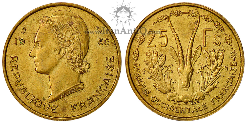 سکه 25 فرانک آفریقای غربی فرانسه - الهه ماریان