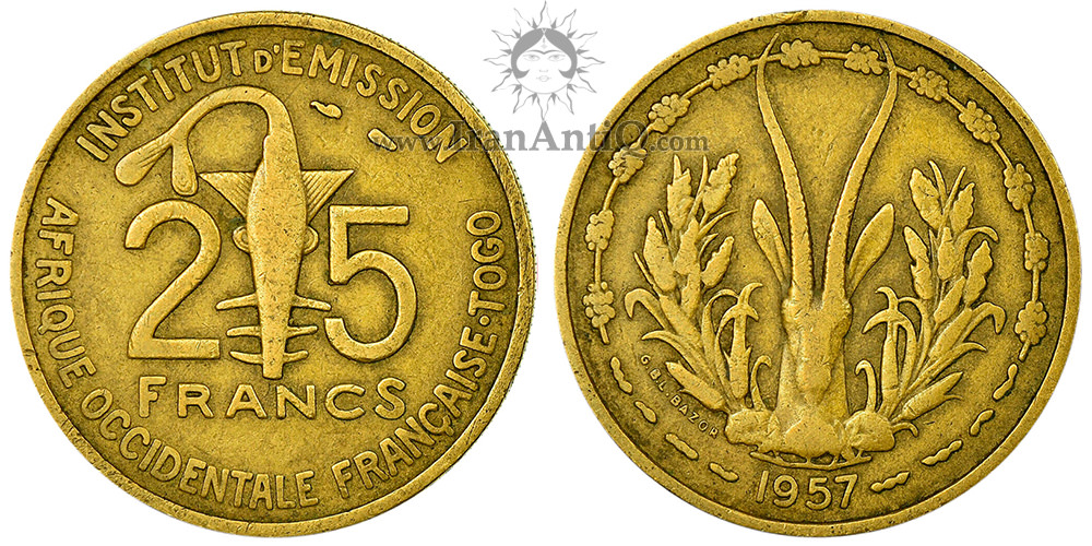 سکه 25 فرانک آفریقای غربی فرانسه - اره ماهی