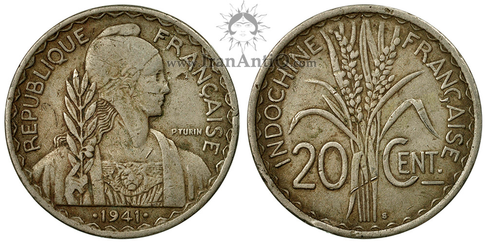 سکه 20 سانتیم هندوچین فرانسه - ماریان (سایز کوچک)