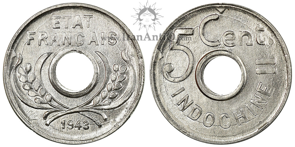سکه 5 سانتیم هندوچین فرانسه - جوانه گندم