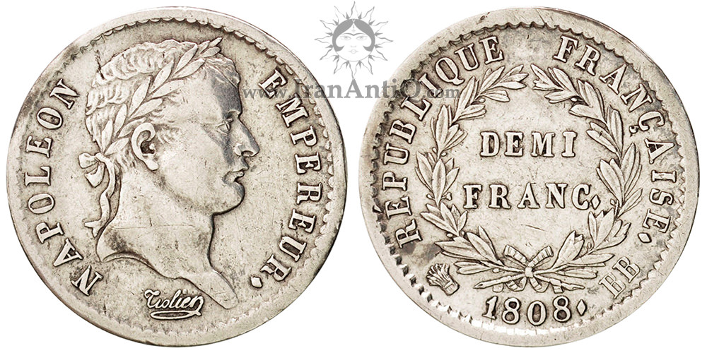 سکه 1/2 فرانک ناپلئون یکم - ناپلئون با سربند-تیپ یک