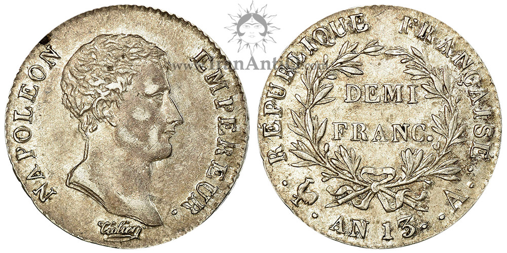 سکه 1/2 فرانک ناپلئون یکم - نیم تنه کوچک