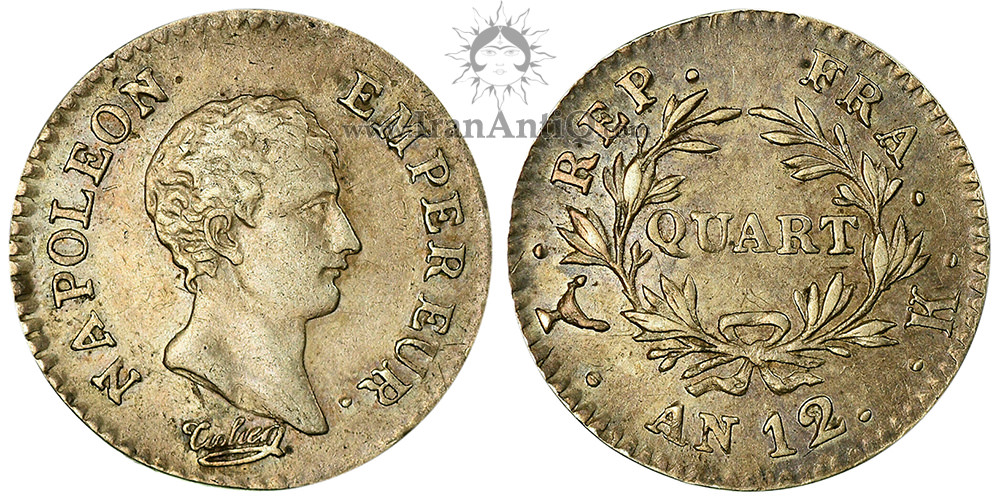 سکه 1/4 فرانک ناپلئون یکم - نیم تنه کوچک