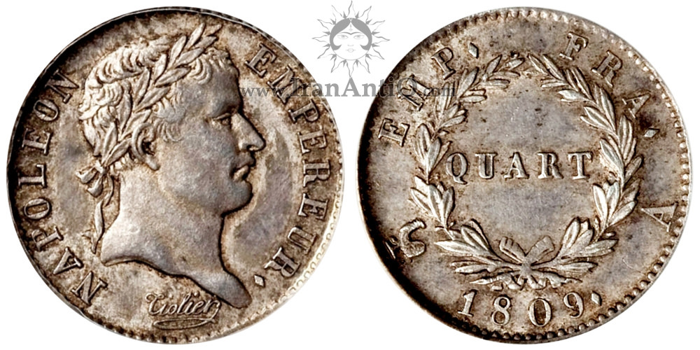 سکه 1/4 فرانک ناپلئون یکم - ناپلئون با سربند-تیپ دو