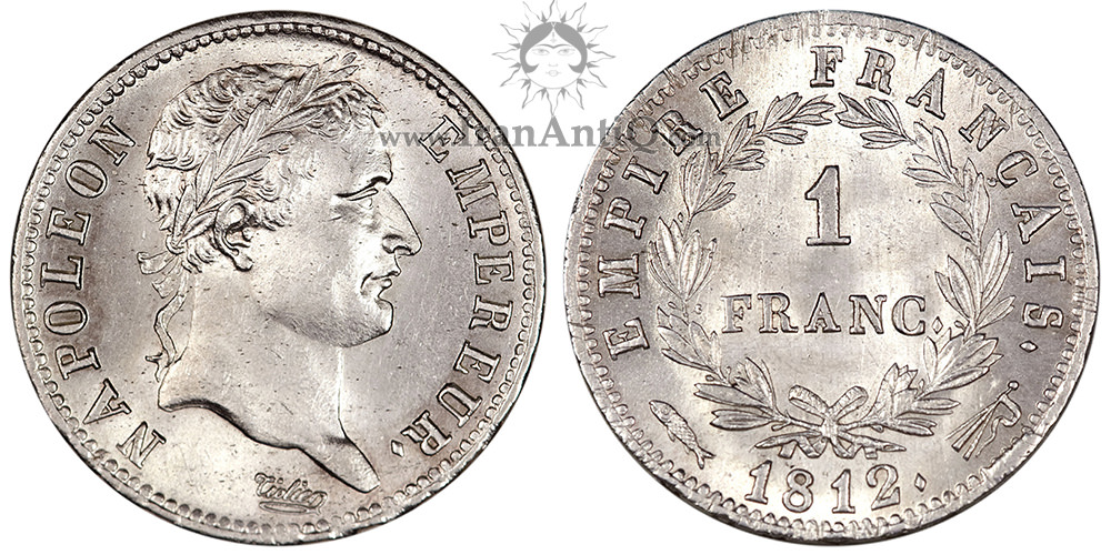 سکه 1 فرانک ناپلئون یکم - ناپلئون با سربند-تیپ دو
