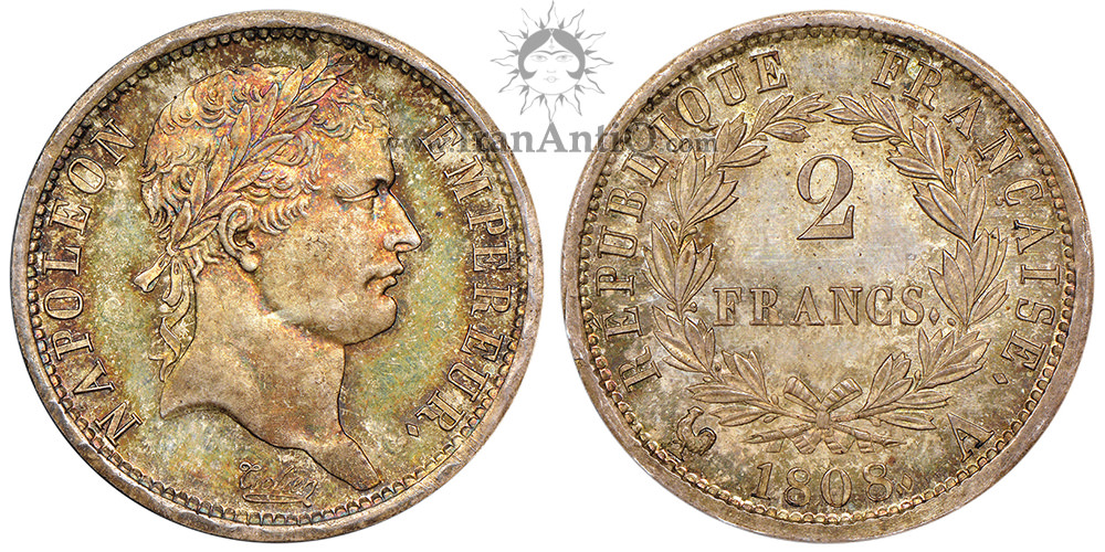 سکه 2 فرانک ناپلئون یکم - ناپلئون با سربند-تیپ یک