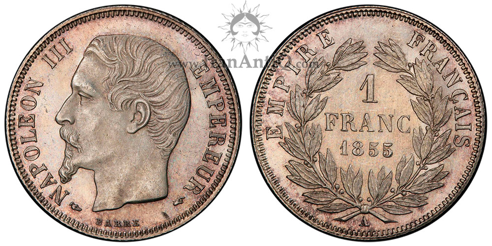 سکه 1 فرانک ناپلئون سوم - امپراطور ناپلئون