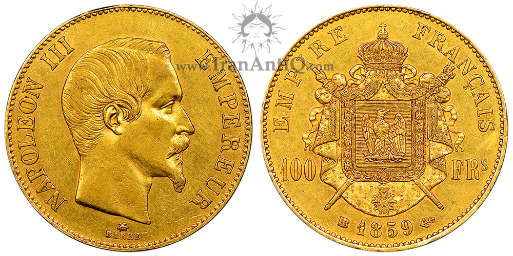 سکه 100 فرانک طلا ناپلئون سوم - بدون سربند