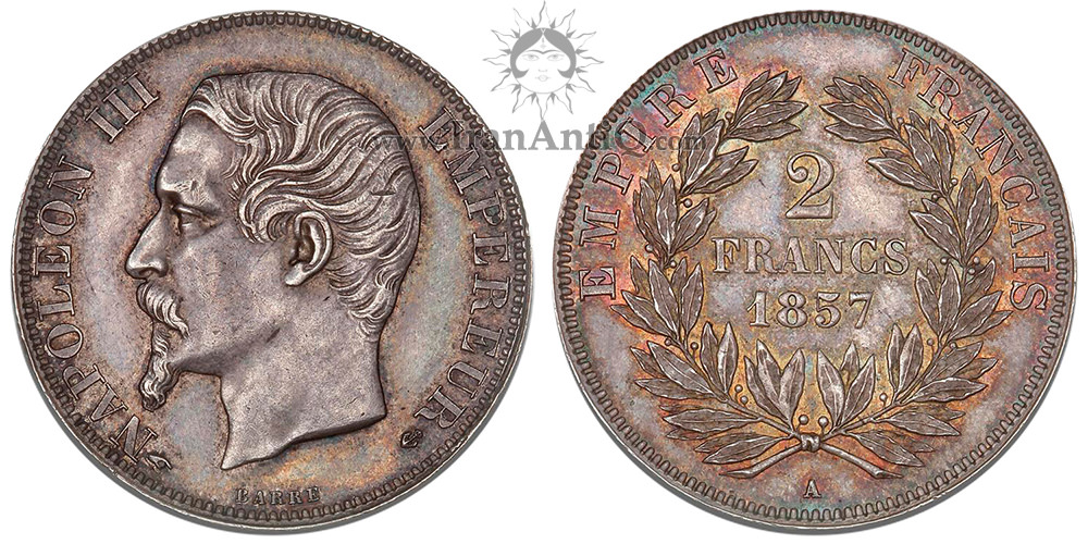 سکه 2 فرانک ناپلئون سوم - امپراطور ناپلئون