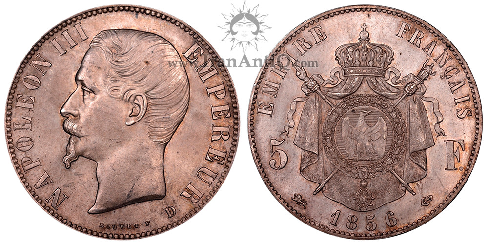 سکه 5 فرانک ناپلئون سوم - بدون سربند