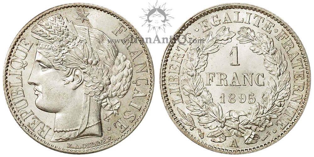سکه 1 فرانک جمهوری - الهه سرس