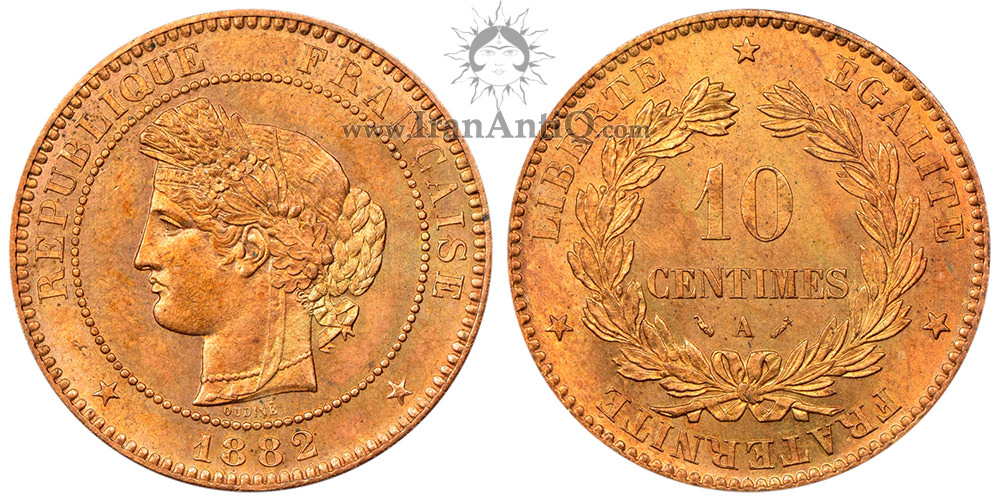 سکه 10 سانتیم جمهوری سوم - الهه سرس