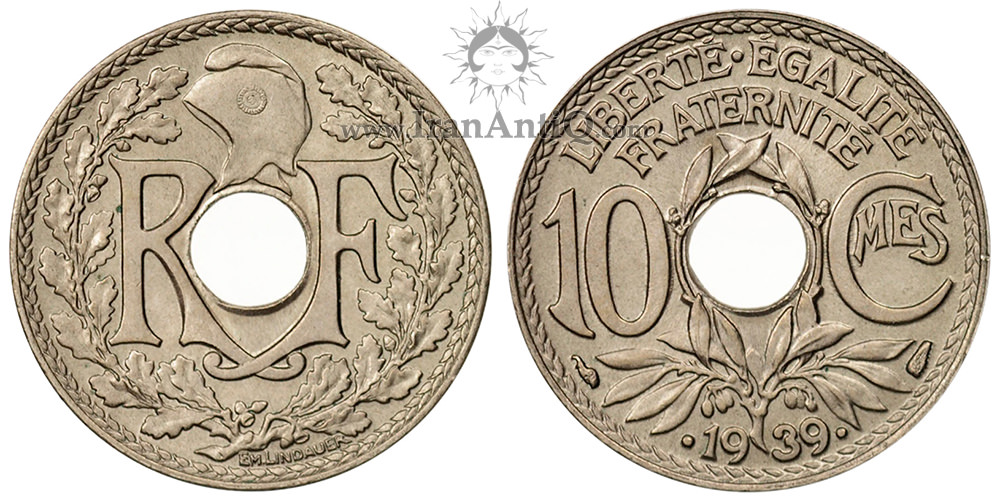 سکه 10 سانتیم جمهوری سوم - مونوگرام-سایز بزرگ