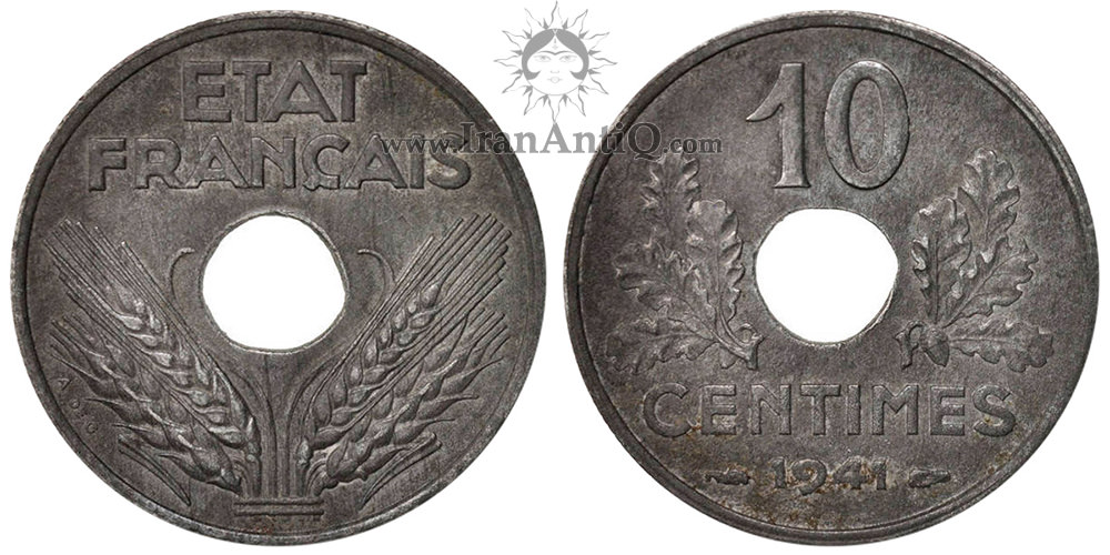 سکه 10 سانتیم جمهوری سوم - سنبله گندم-سایز بزرگ