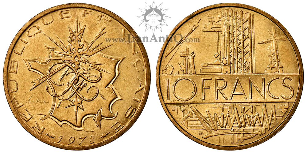 سکه 10 فرانک جمهوری مدرن - نقشه فرانسه متروپولیتن