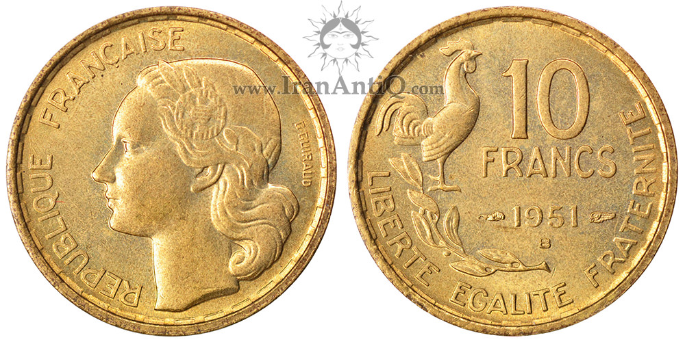 سکه 10 فرانک جمهوری چهارم - خروس