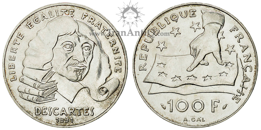 سکه 100 فرانک جمهوری کنونی - رنه دکارت