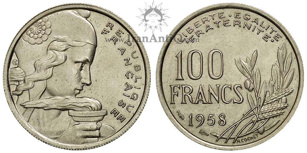 سکه 100 فرانک جمهوری چهارم - نماد آزادی با مشعل