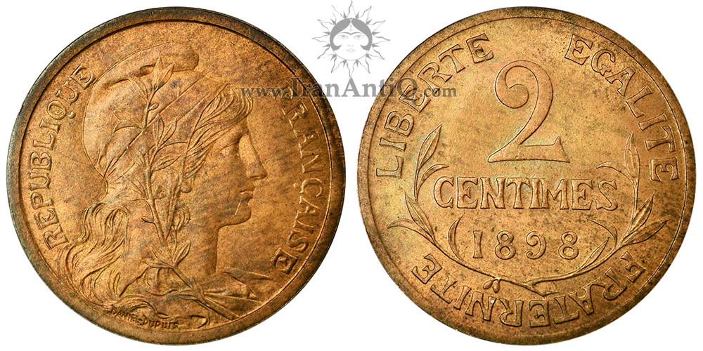 سکه 2 سانتیم جمهوری سوم - با شاخه زیتون