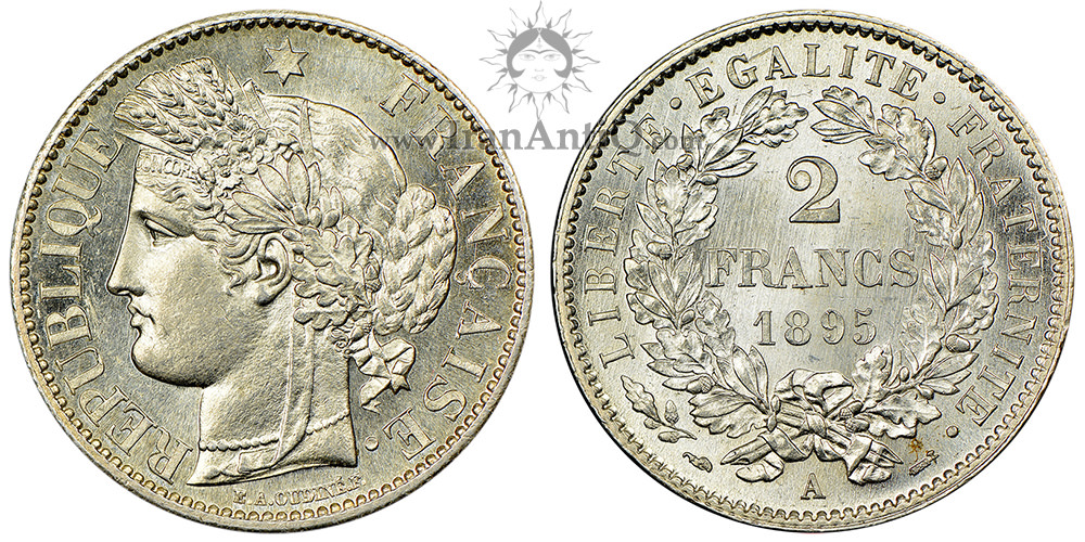سکه 2 فرانک جمهوری دوم - الهه سرس-تیپ یک