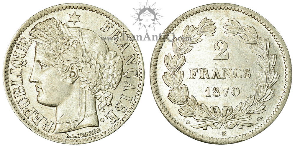 سکه 2 فرانک جمهوری سوم - الهه سرس-تیپ دو