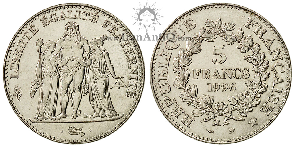 سکه 5 فرانک استیل با روکش نیکل جمهوری مدرن - هرکول