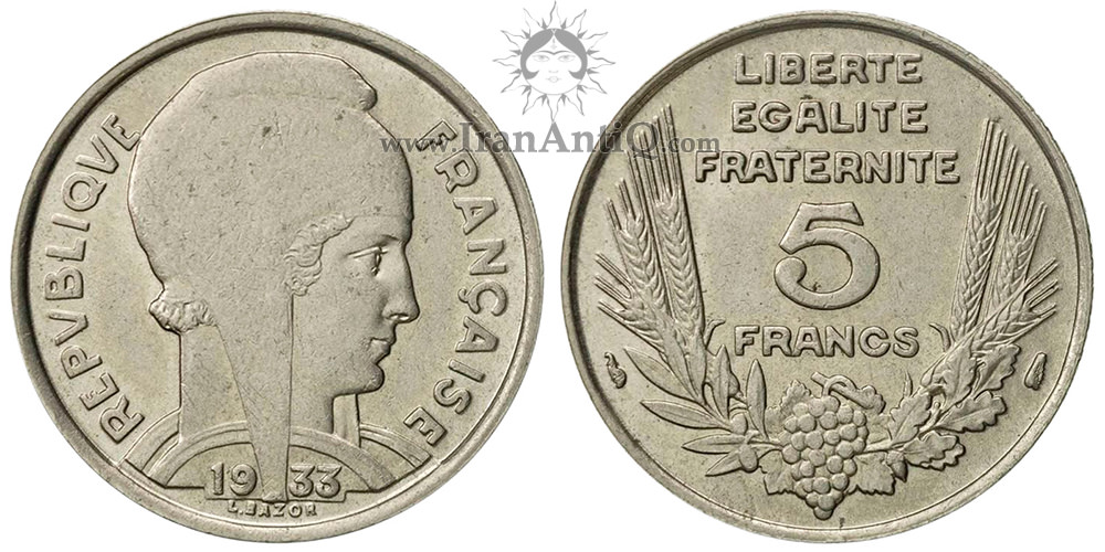 سکه 5 فرانک جمهوری سوم - الهه ماریان