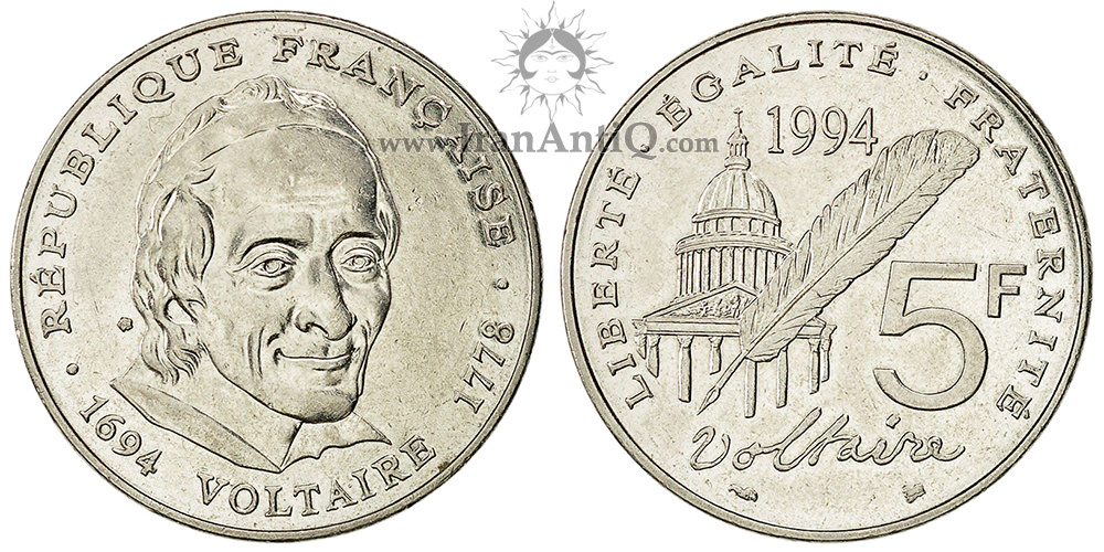 سکه 5 فرانک جمهوری کنونی - ولتر