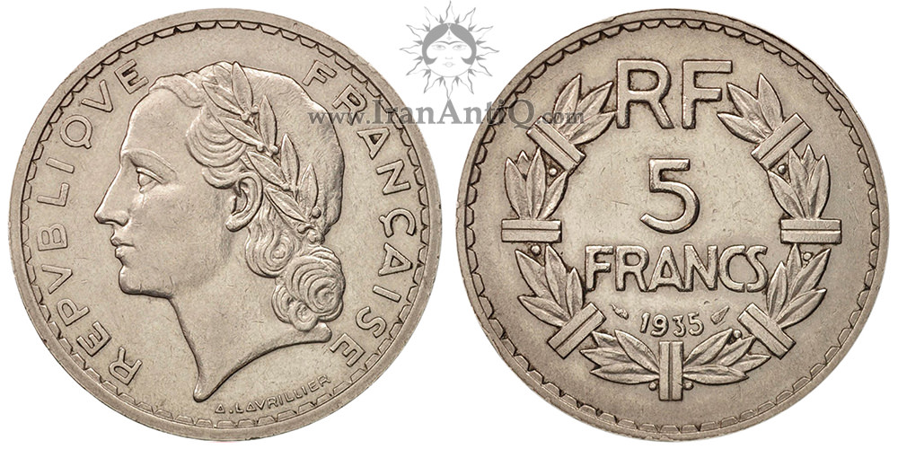 سکه 5 فرانک جمهوری سوم و چهارم - تاج زیتون