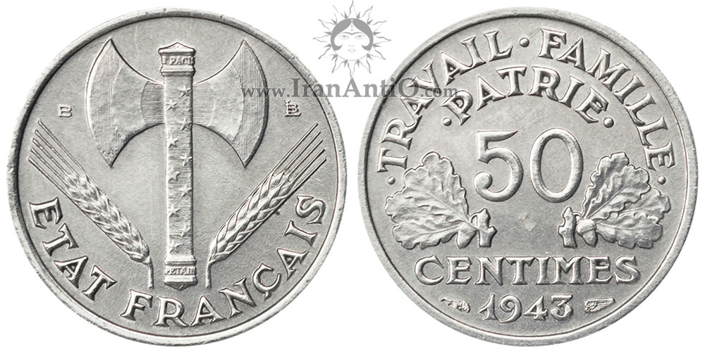 سکه 50 سانتیم جمهوری چهارم - تبر