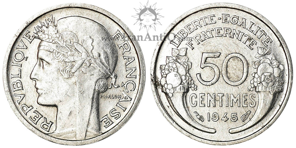سکه 50 سانتیم جمهوری سوم و چهارم - شاخ نعمت