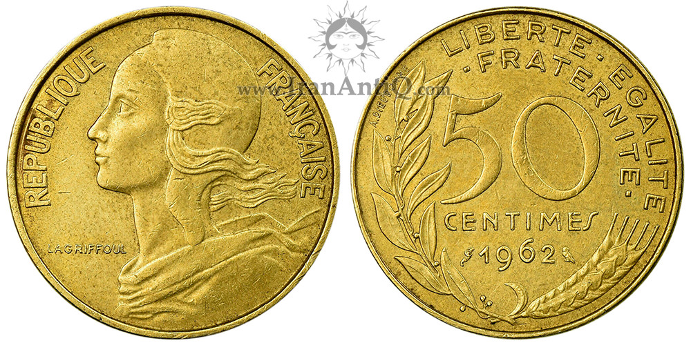 سکه 50 سانتیم جمهوری کنونی - الهه ماریان