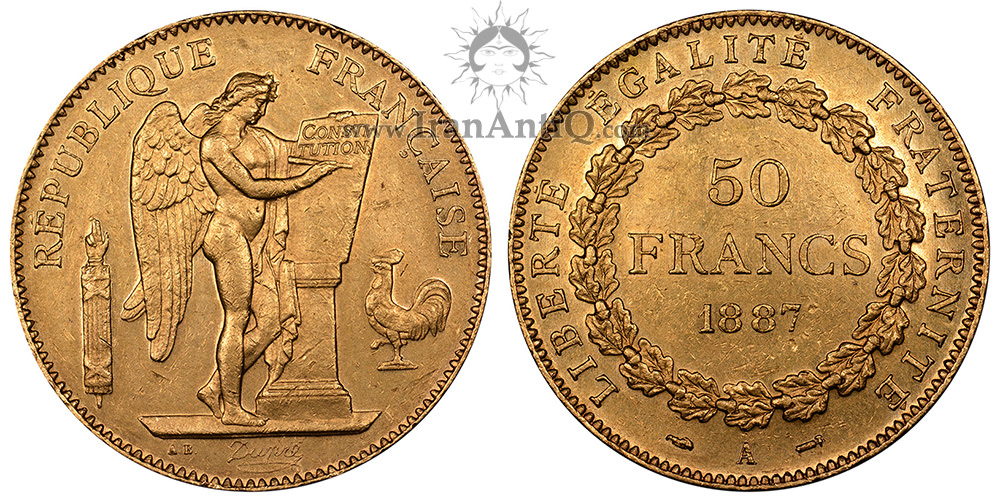سکه 50 فرانک طلا جمهوری سوم - فرشته