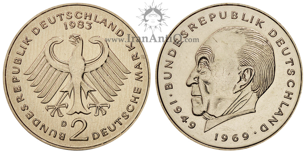 سکه 2 مارک جمهوری فدرال - کنراد آدناور