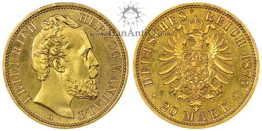 سکه 20 مارک طلا فردریش یکم - نیمرخ بزرگ