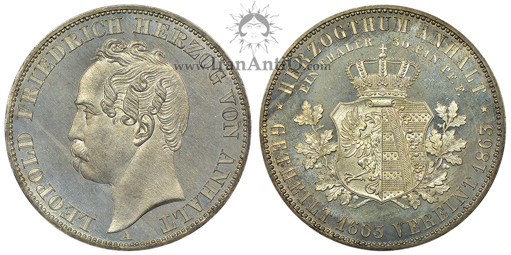 سکه 1 تالر (فرینزتالر) لئوپولد فردریش - نشان تاجدار با برگ بلوط